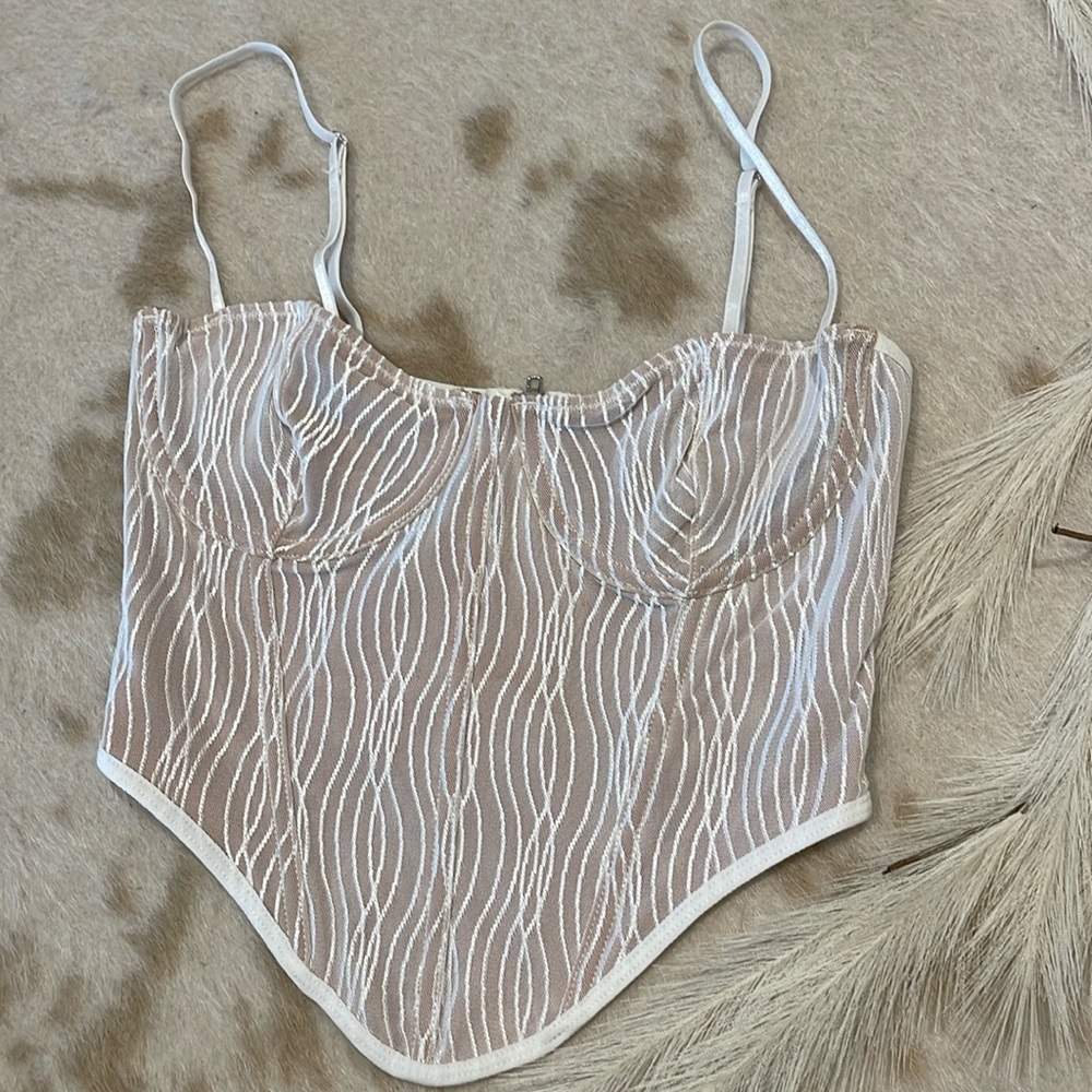 white fox crop top bustier